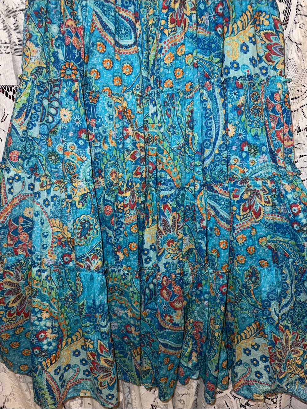 Lauren Ralph Lauren Turquoise Paisley Maxi Skirt - Picture 3 of 7